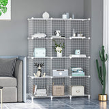 Wire Cube Storage, Metal Grids Shelves Bookshelf, Stackable Modular Shelving Organizer, DIY Closet Bookcase Bookshelf, Grid Storage Shelf for Bedroom, Living Room, Office (White, 12 Cube)