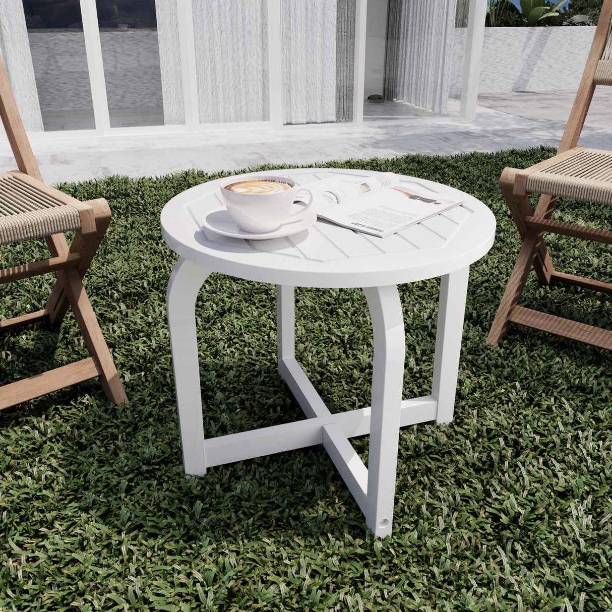 Outdoor Side Table,Small Round Outdoor Side Table, Outside End Table for Patio