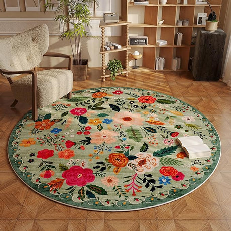 Living Room Rug 6x9 Rug Machine Washable Boho Area Rug Non Slip Floral Vintage