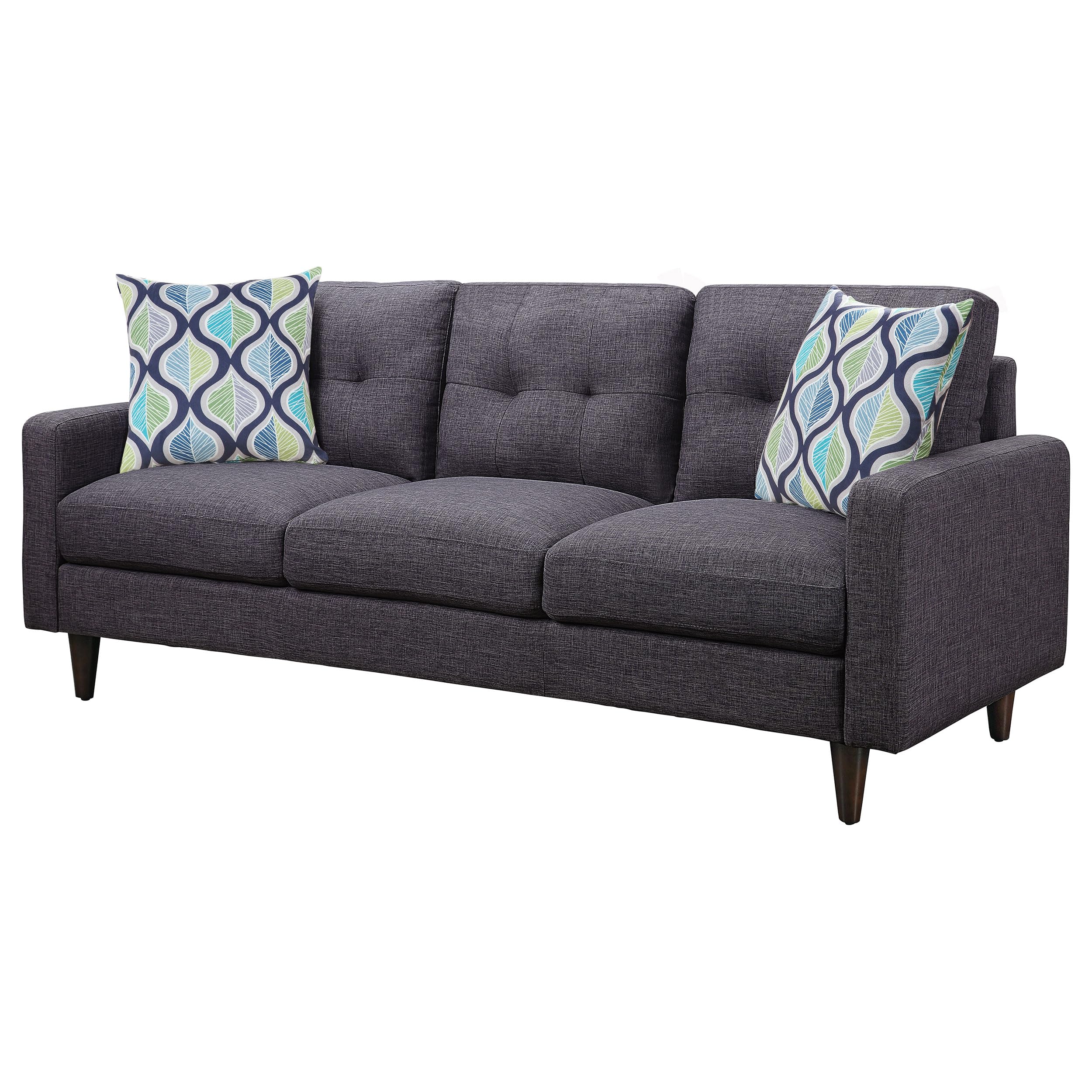 Watsonville - Upholstered Stationary Sofa with Track Arm, Button-Tufted Seat Backs