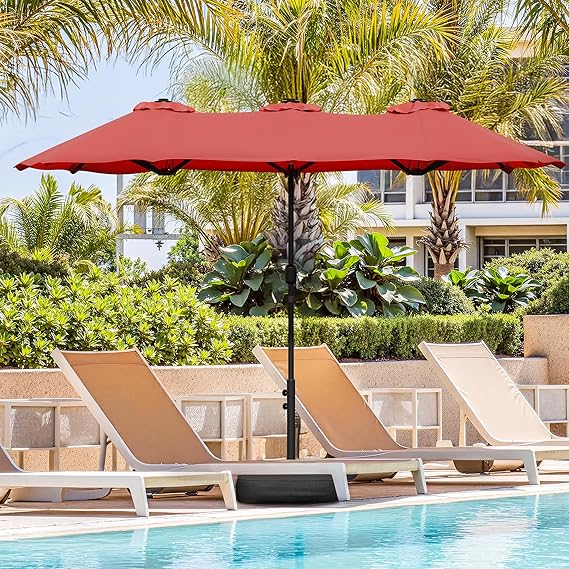 15FT Large Patio Umbrella with Base Included, Outdoor Double sided Umbrellas