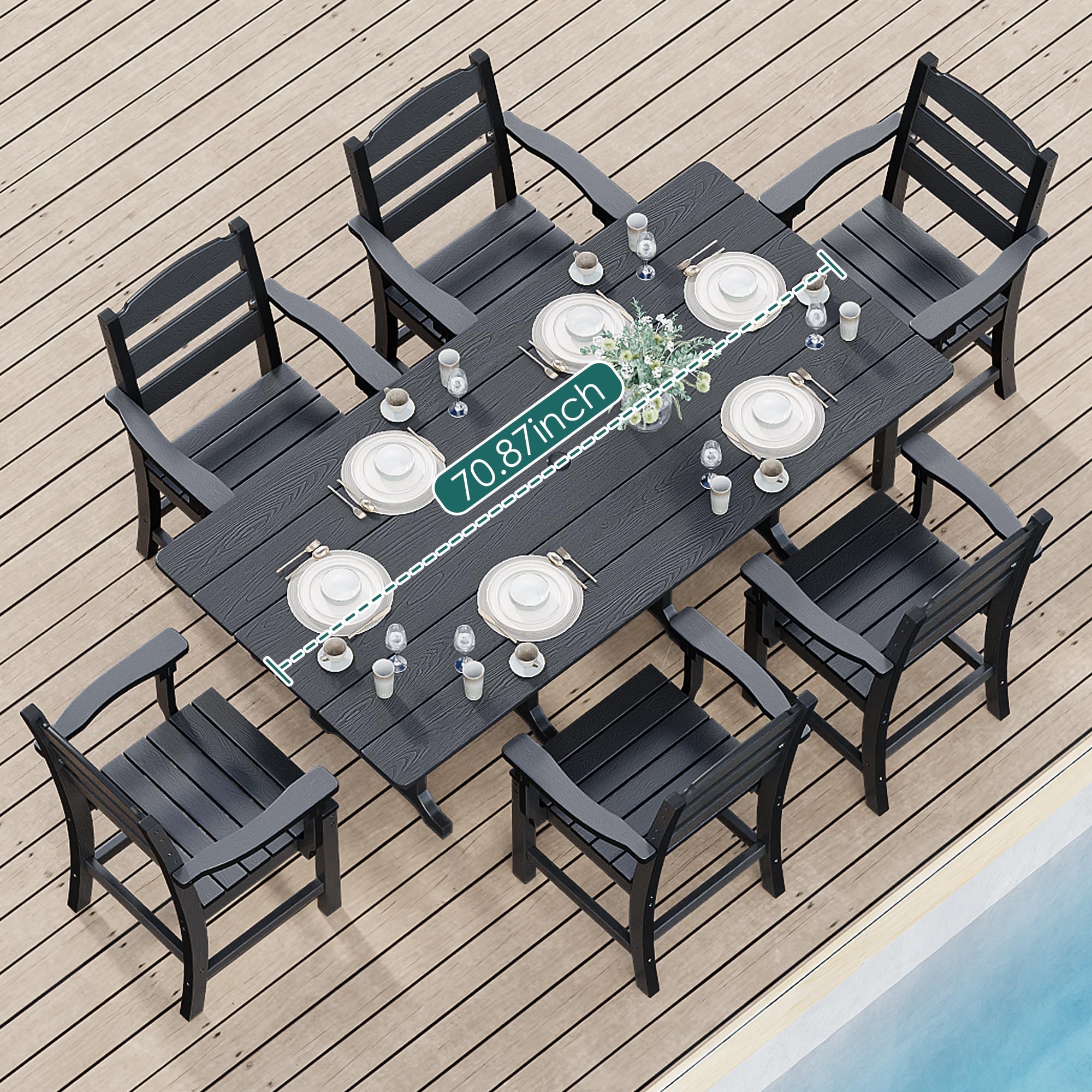 7-Piece Outdoor Dining Table Sets for 6 with Umbrella Hole