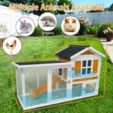 Rabbit Hutch Indoor and Outdoor 56.8" Guinea Pig Cage Chicken Coop Bunny Cage