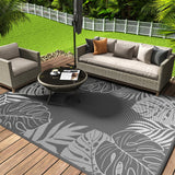 Outdoor Rug, 8x10 ft, Waterproof, Reversible Tropical Pattern, Quick Dry Plastic Straw Rug