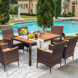 Patio Conversation Set with Acacia Wood Table Top