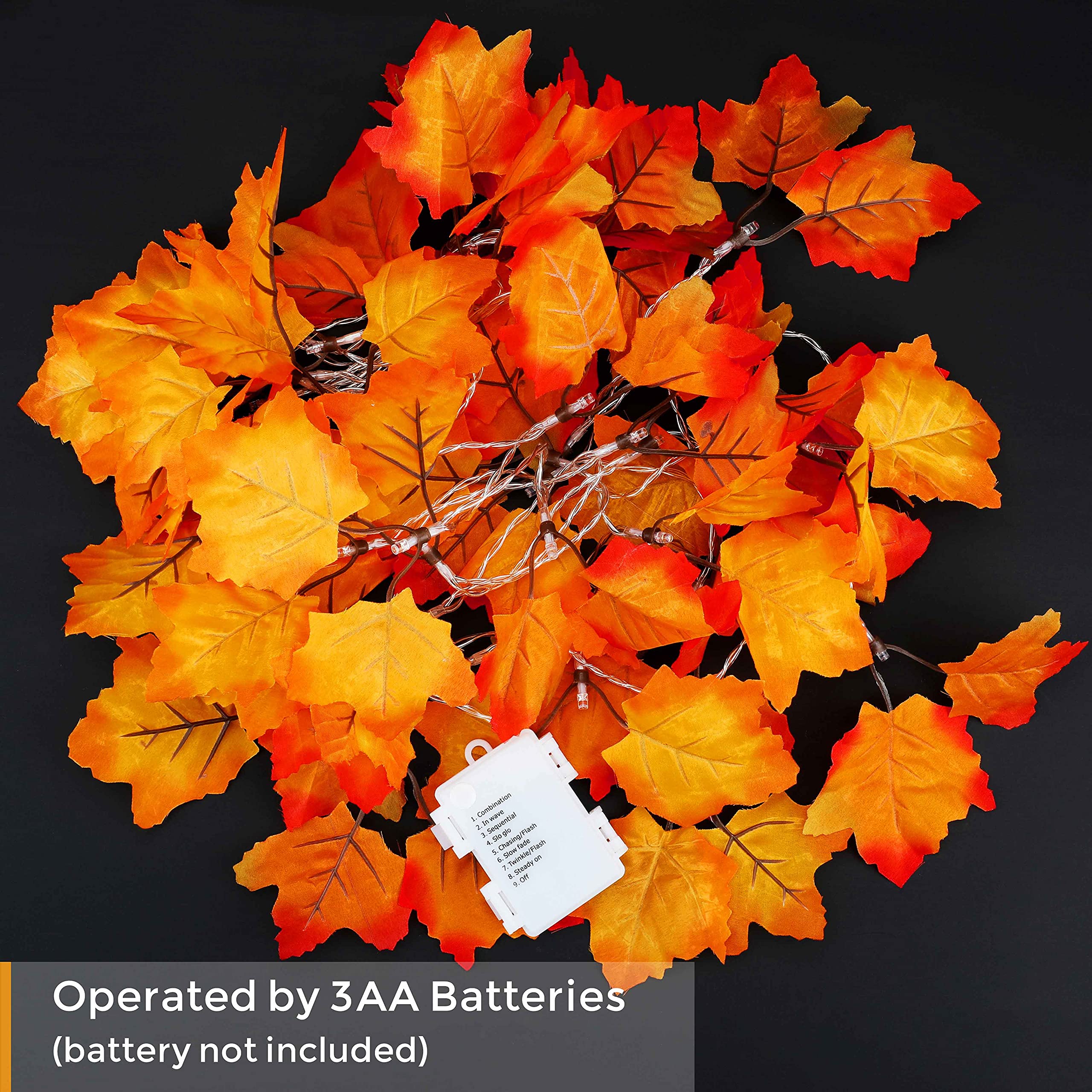 [8 Lighting Modes & Timer] Fall Decorations for Home Maple Leaf Garland with Lights 40