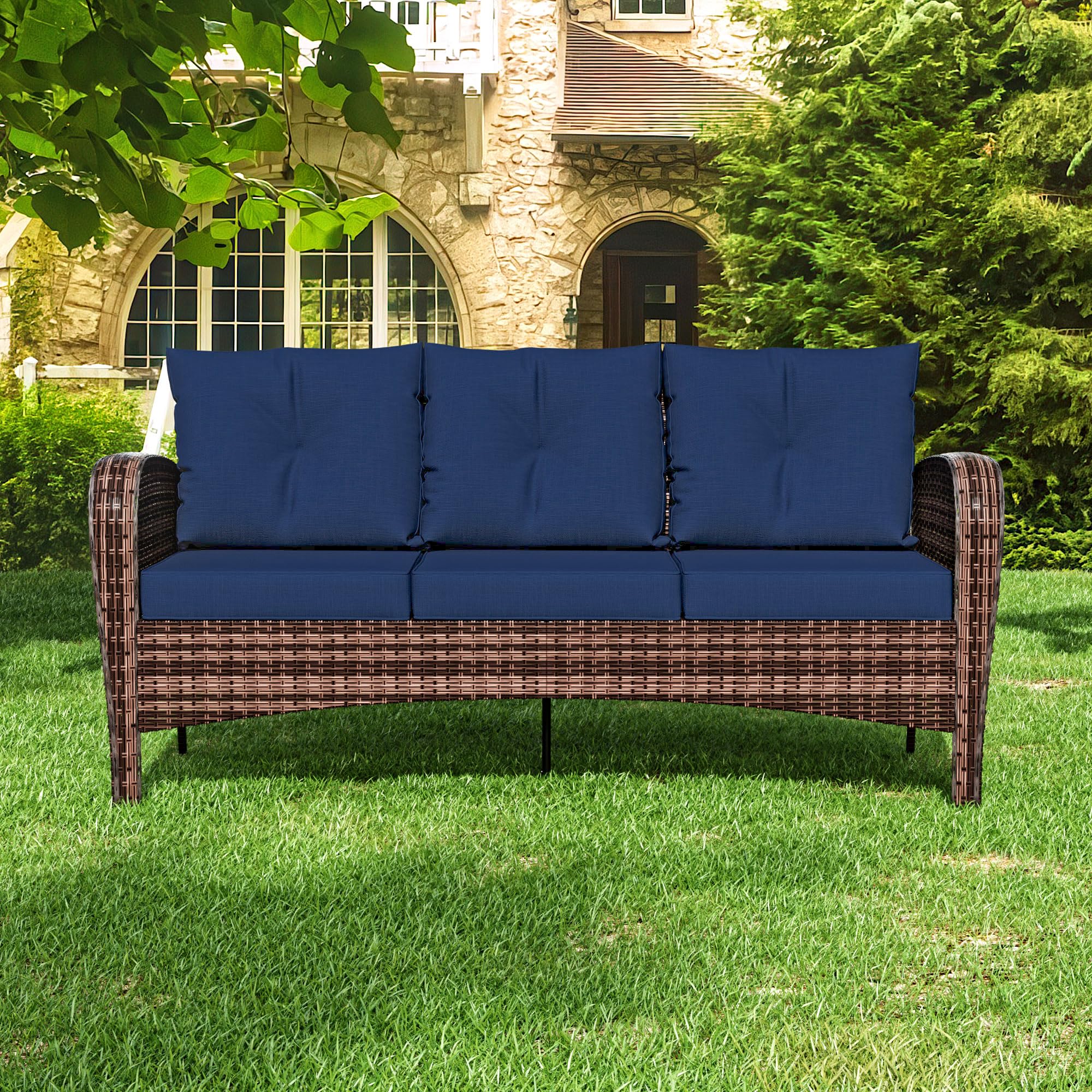 3 Pieces Conversation Furniture Set of Patio Swivel Rocking Chairs and End Table