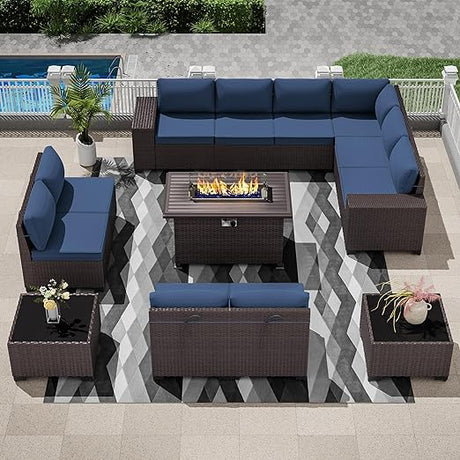 Outdoor Patio Furniture Set with Propane Fire Pit Table