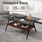 Glass Coffee Table Modern Rectangle Coffee Table with Tempered Glass Top