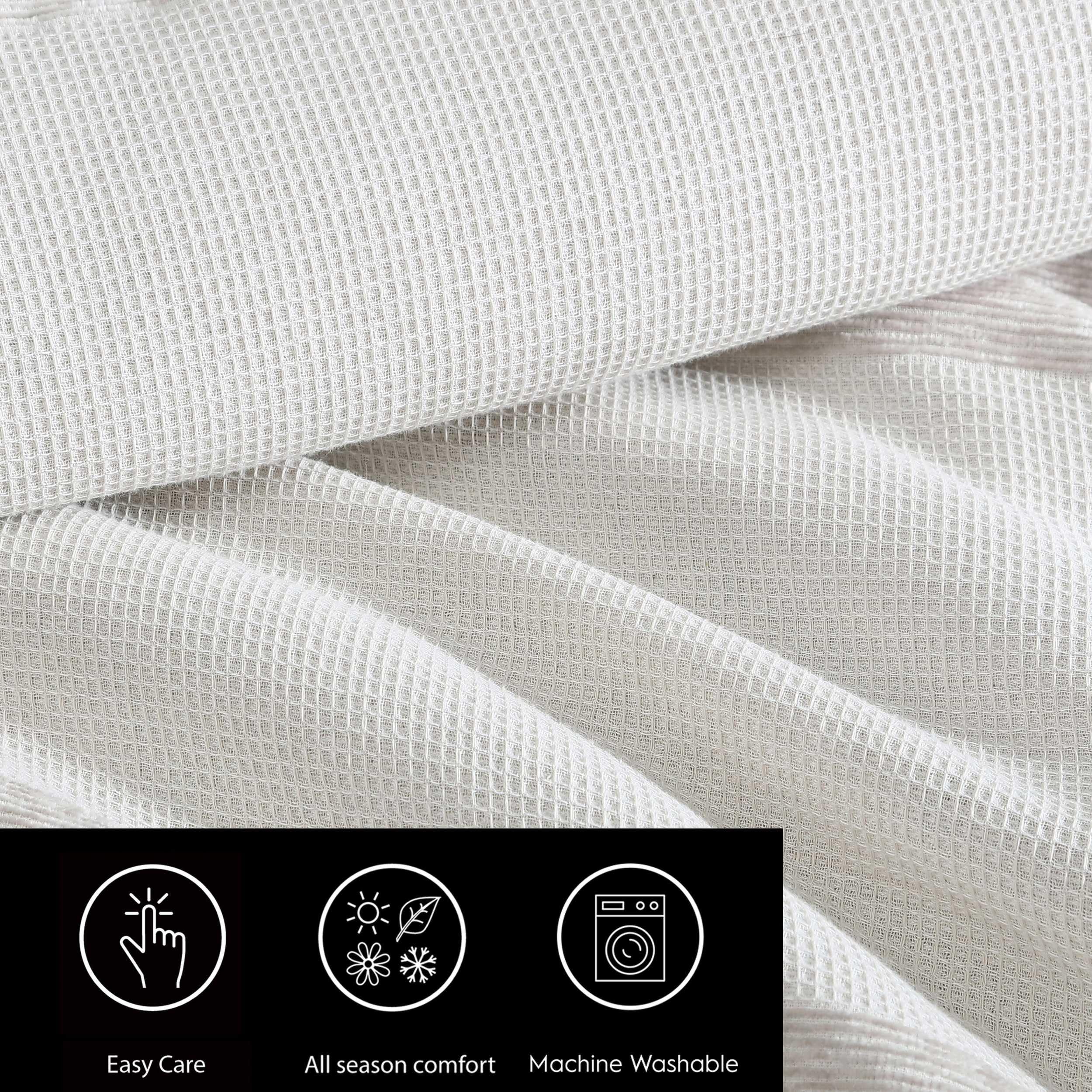 King Size Comforter Set - Textured Chenille Waffle Stripe Beige