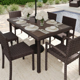 Bedford 60" Indoor-Outdoor Patio Table with Faux Wood Top and Rattan Wicker