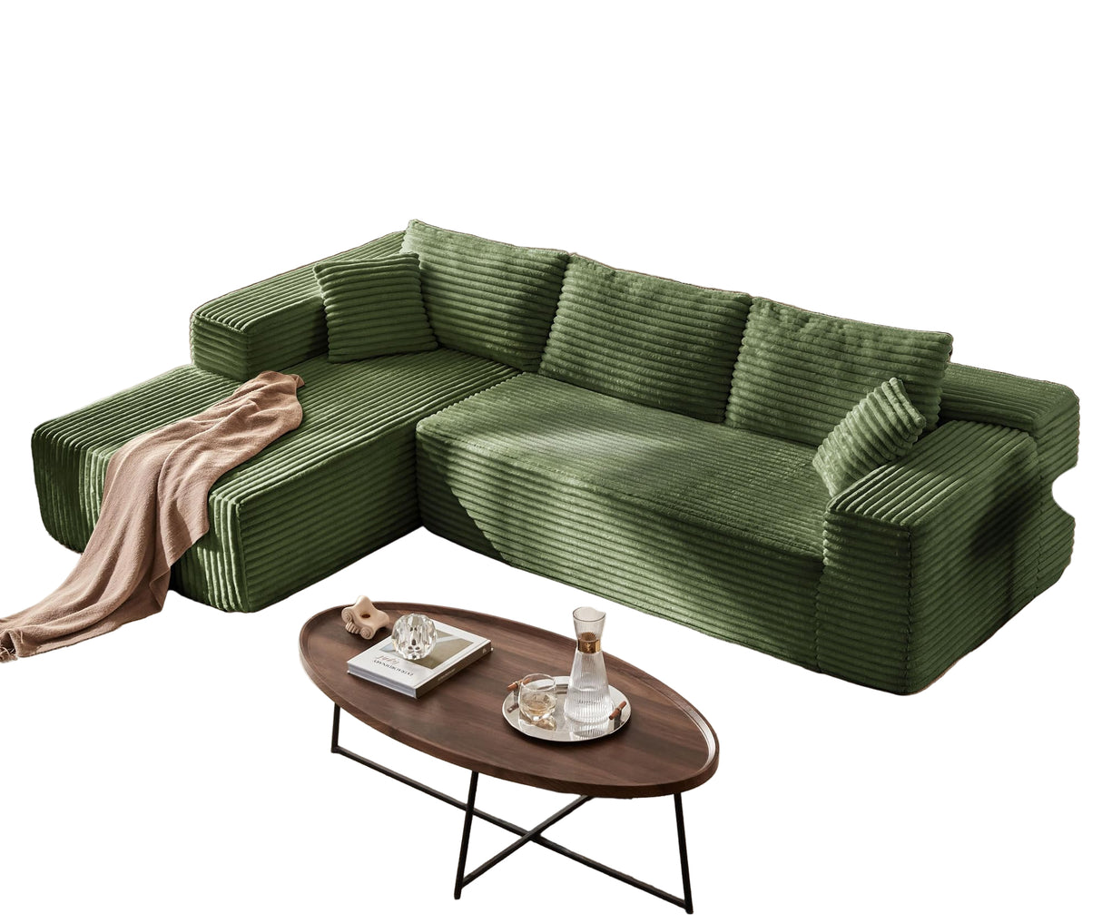 Modular Sectional Sofa: 106'' Corduroy Cloud Couch L Shaped Sofas