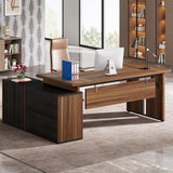 78.74 Inch Executive Desk with Cabinet, L-Shaped Office Desk with Locking