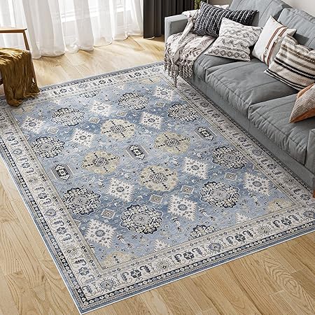 8x10 Area Rugs - Stain Resistant Washable Rug Distressed Boho Rugs