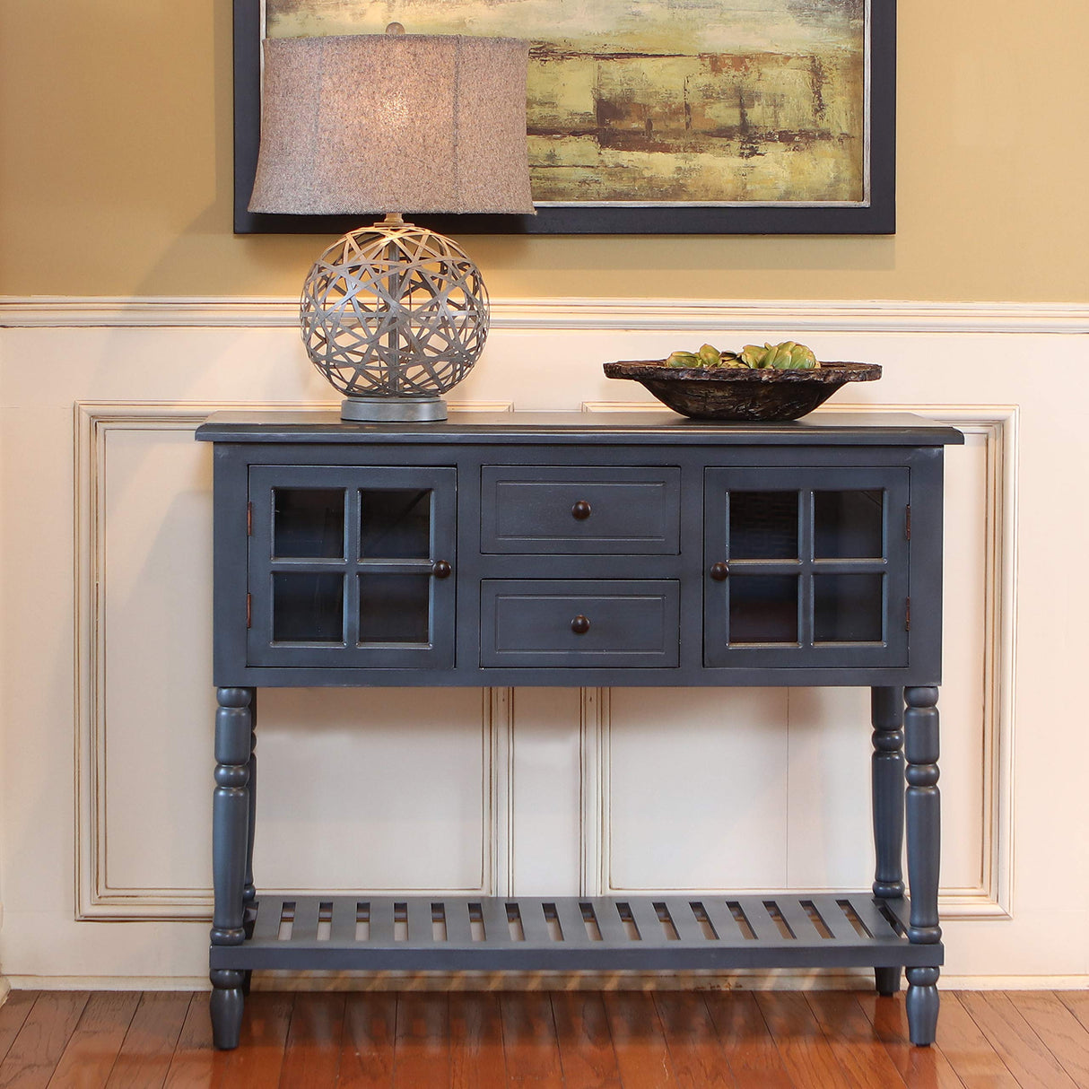 Morgan 2-Door Console Table, Antique Navy