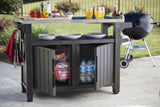 Unity XL Outdoor Kitchen Rolling Bar Cart with Storage Cabinet, Brown