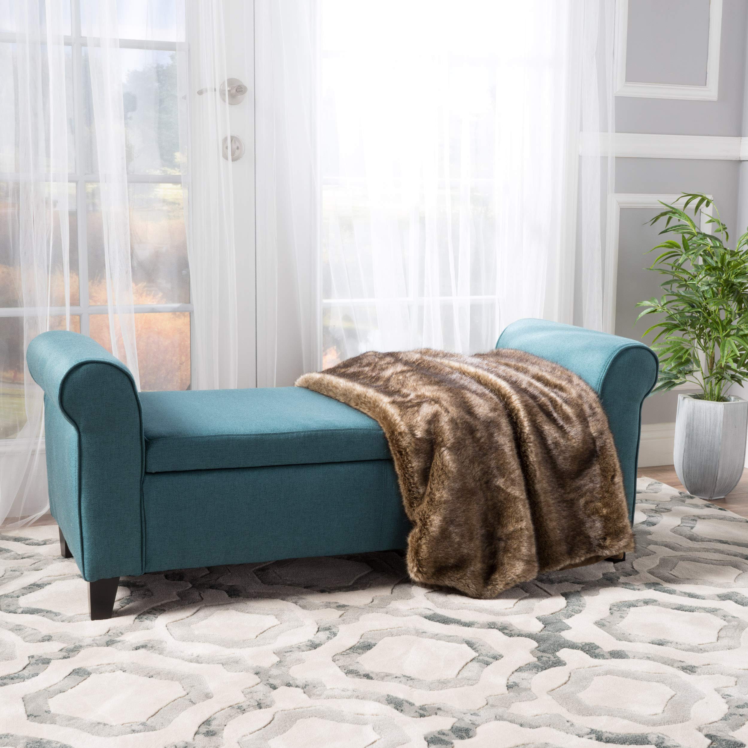 Hayes Armed Fabric Storage Bench