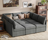 Sectional Sleeper Sofa, Modular Couch with Memory Foam, Storage Under