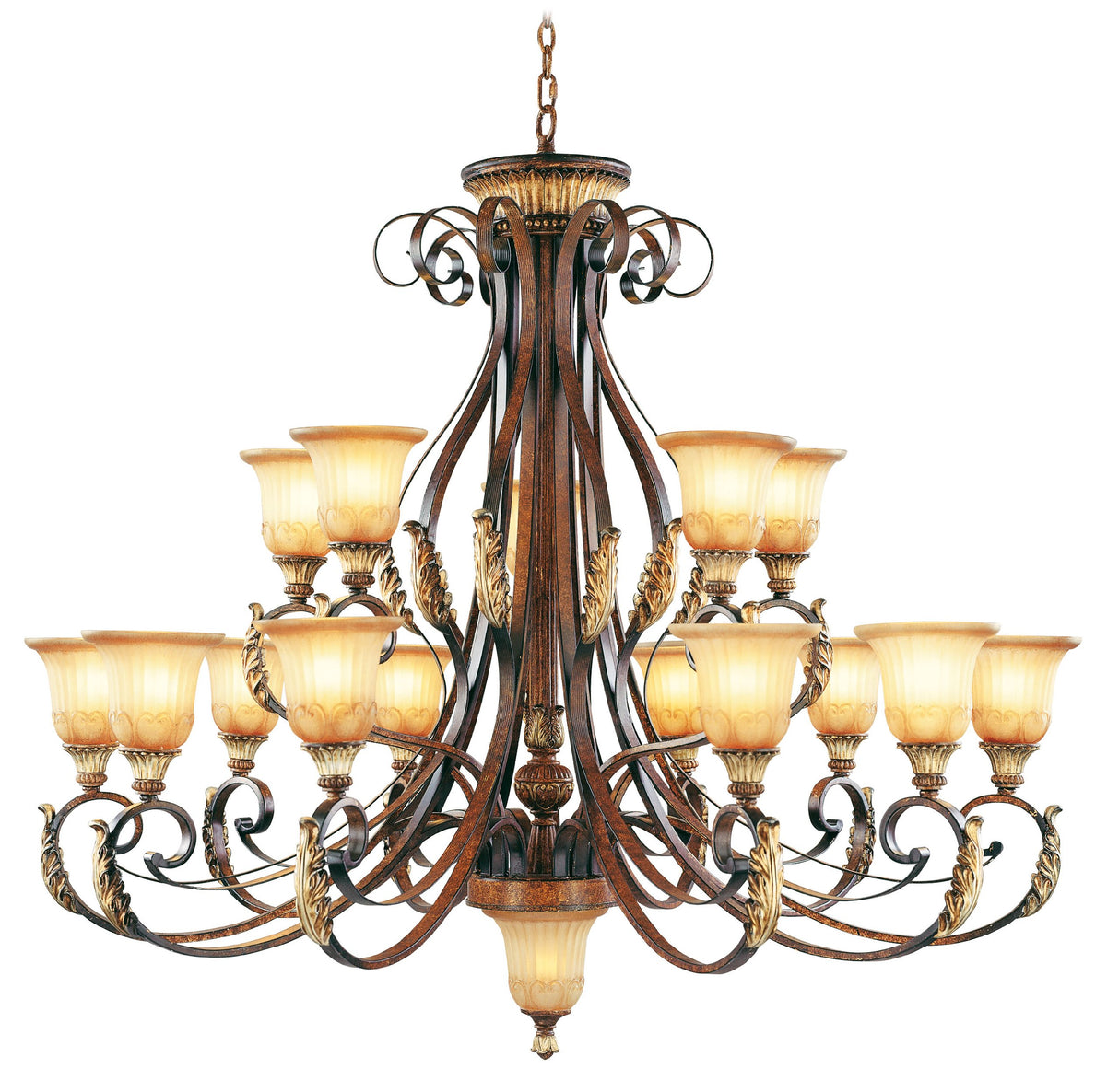 Metal Chandelier with Wood Beads
