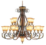 Metal Chandelier with Wood Beads