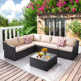 Outdoor Patio Furniture Set PE Rattan Conversation Sectional Sofa Set