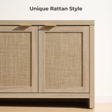 Boho TV Stand with Rattan Cabinets for 45-65 Inch TVs