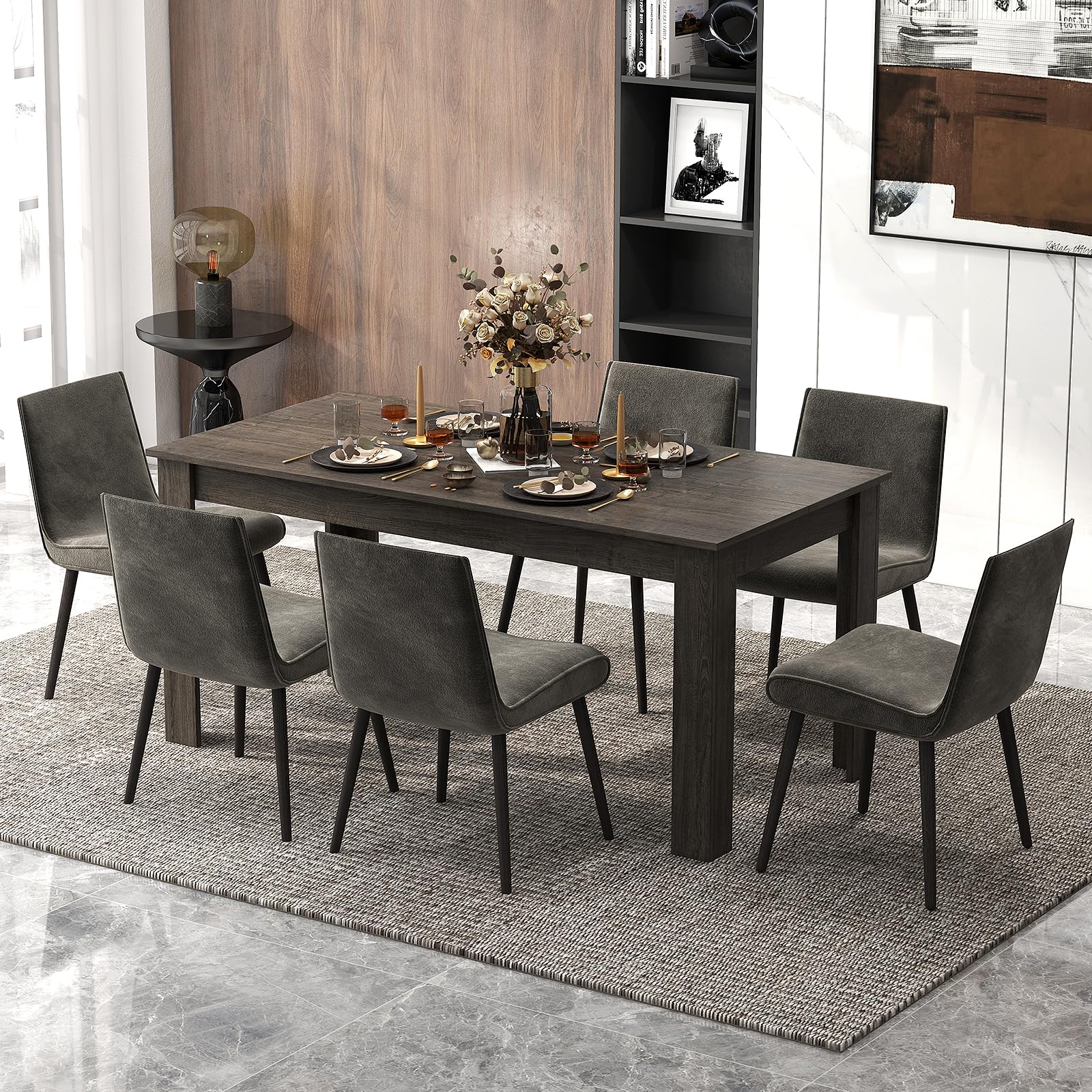 63 Inch Rectangular Dining Table for 4-6 People