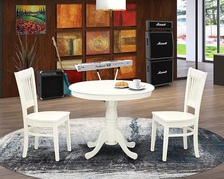 ANVA5-BLK-W 5 Piece Modern Dining Table Set Includes a Round Kitchen