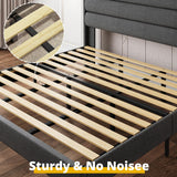 King Bed Frame, Storage Headboard with Outlets, Sturdy and Stable, No Noise