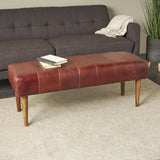 79 Leather Home Bench Upholstered Entryway Bench with Wooden Legs, Bedroom Bench 50" x 17" x 19", Brown