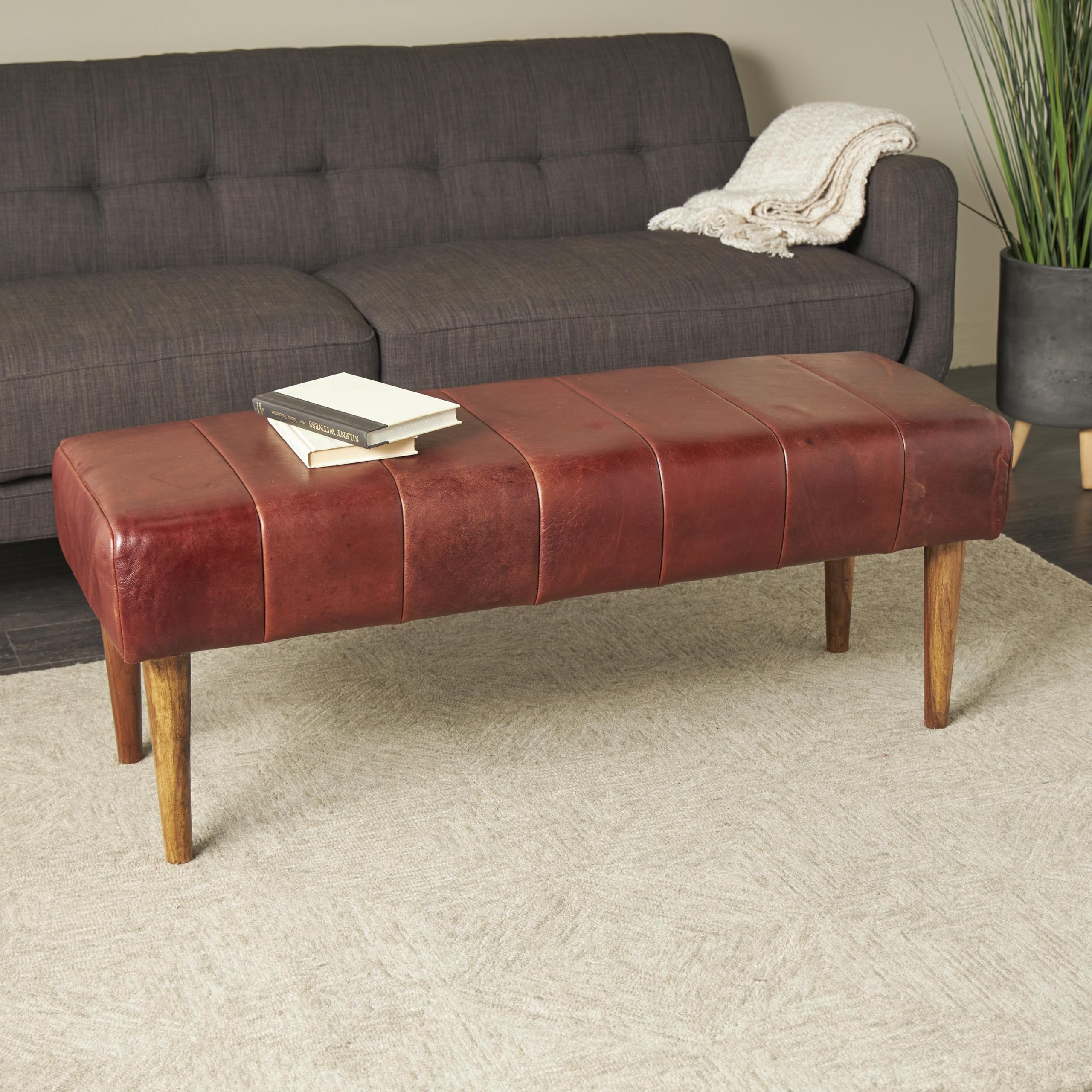 79 Leather Home Bench Upholstered Entryway Bench
