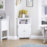 Bathroom Corner Storage Cabinet, Small Floor Corner Cabinet with Doors and Adjustable Shelves,
