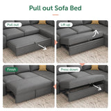 Modular Sectional Sleeper Sofa with Pull Out Bed, U Shaped Sectional Couch