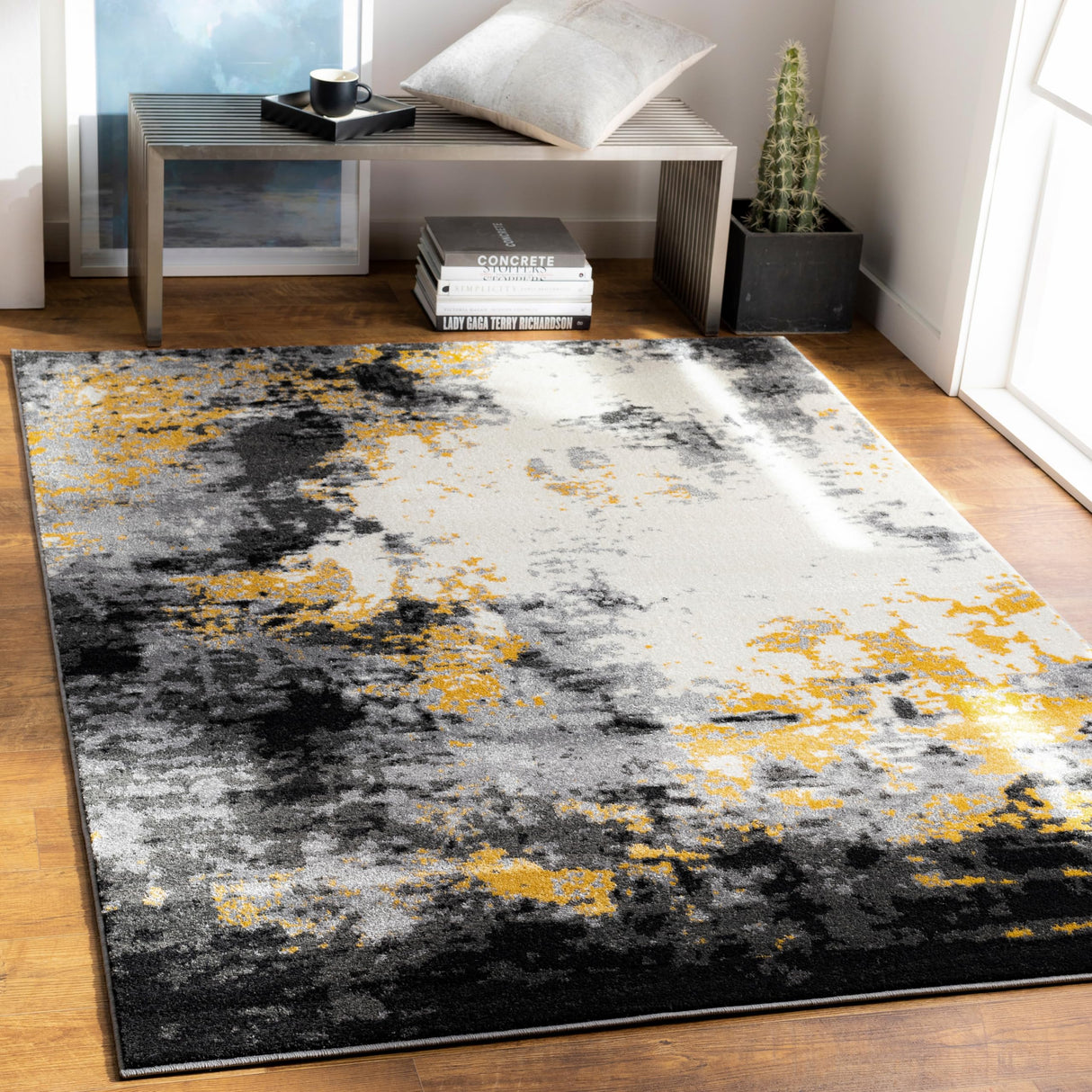 Cantrell Modern Abstract Area Rug,7'10" x 10'(8' x 10'),Black