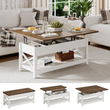 Farmhouse Lift Top Coffee Table, Multi-Function Convertible Coffee Table