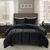 Faux Fur Reversible Comforter Set, Down Alternative Filling, Modern Quilted Bedding