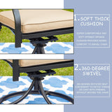 Patio Swivel Rocker Furniture Metal Outdoor Dining Chairs with Cushion Set