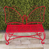 Butterfly Garden Bench, Double Seats Outdoor Bench, Black Patio Bench
