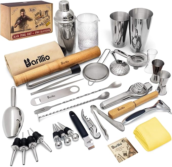 Bar Tool Set Pro Edition - Stainless-Steel Cocktail Shaker Set - Mixology Bartender
