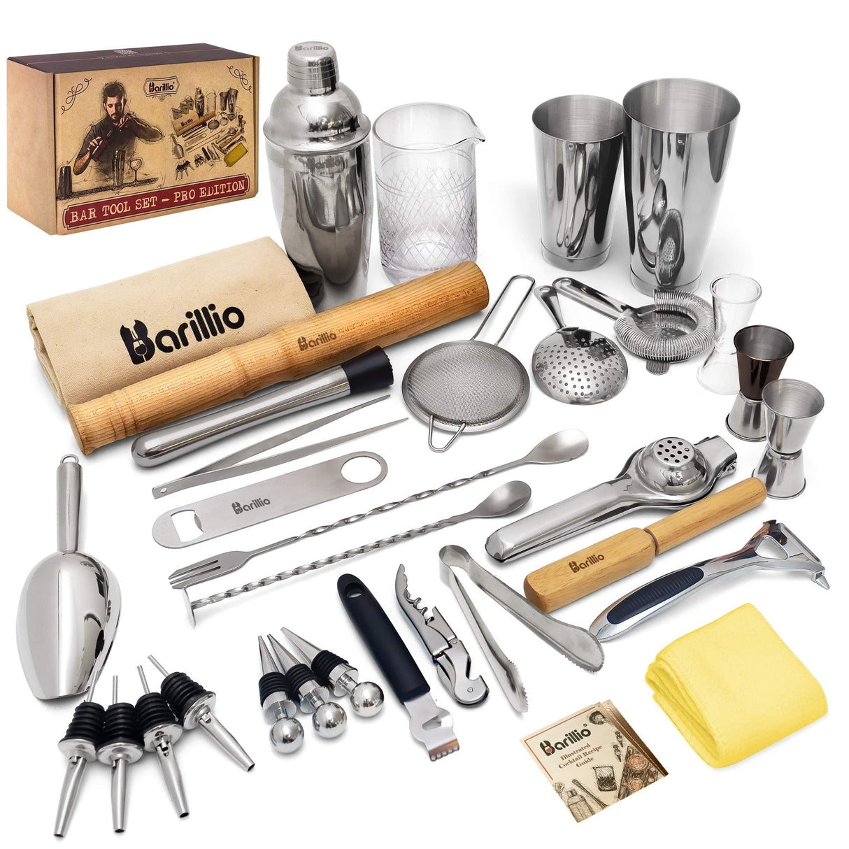 Bar Tool Set Pro Edition - Stainless-Steel Cocktail Shaker Set - Mixology Bartender