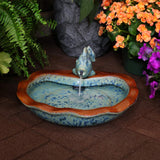 Glazed Ceramic Fish 7-Inch Outdoor Garden Fountain - Outdoor Tabletop Fountain for Patio