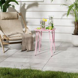 Table, Small Side Table for Small Spaces, Small Metal End Table, Easy Assembly Pink