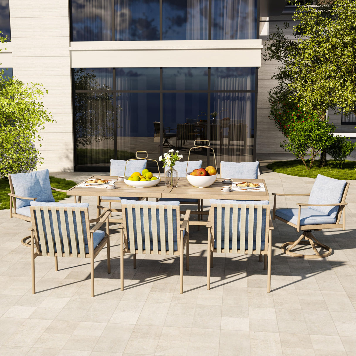 Patio Table for 8, Large Modern Rectangle Outdoor Dining Table