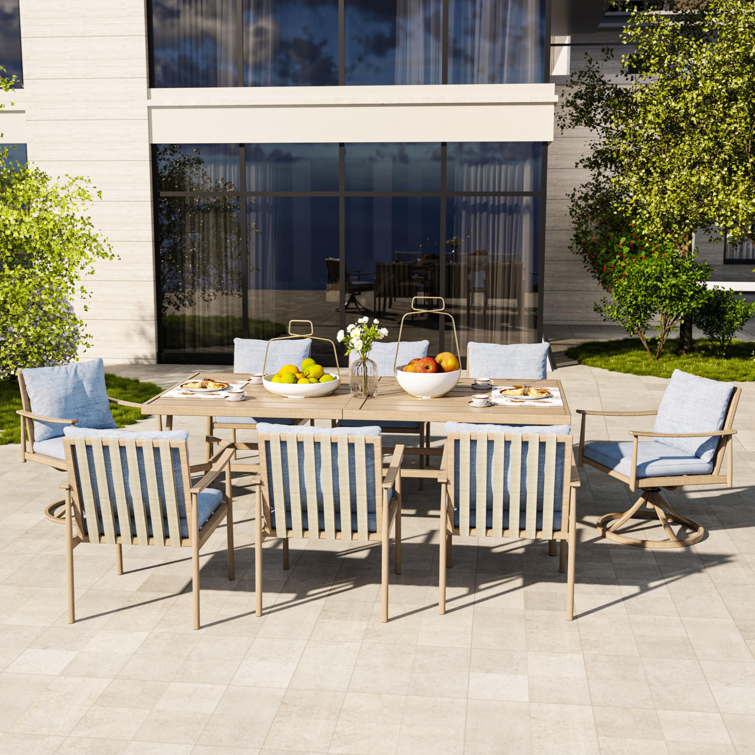 Patio Table for 8, Large Modern Rectangle Outdoor Dining Table