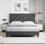 Queen Bed Frame with Adjustable Headboard Upholstered Bed Frame Platform