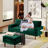 Loveseat Sofa 68", Mid Century Modern Sofas Couches for Living Room,Green Velvet Couch for Small Spaces, Solid Wooden Frame, Back Cushions and Tapered Wood Legs Easy to Install