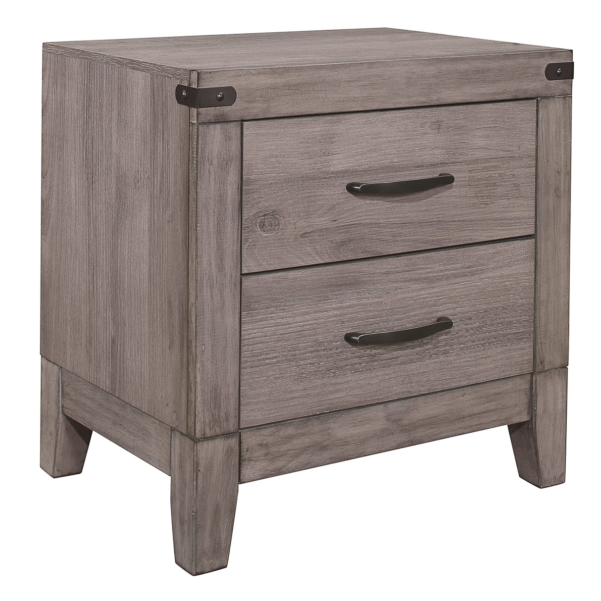 2-Drawer Nightstand, Brownish Gray