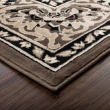 Superior Indoor Area Rug, Jute Backed, Traditional Oriental Medallion, Perfect for Hallway, Entryway, Living Room, Bedroom, Office, Kitchen, Glendale Collection, 8' x 10', Brown