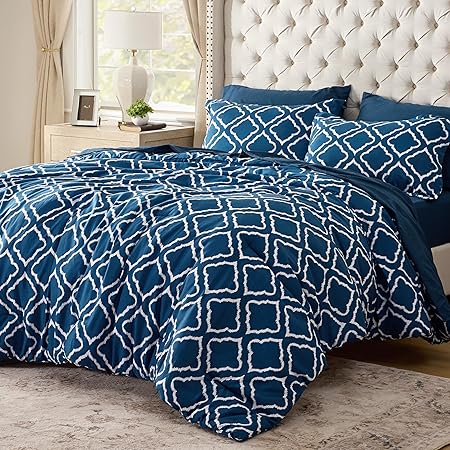 Full Comforter Set 7 Pieces - White Quatrefoil Comforters Full Size