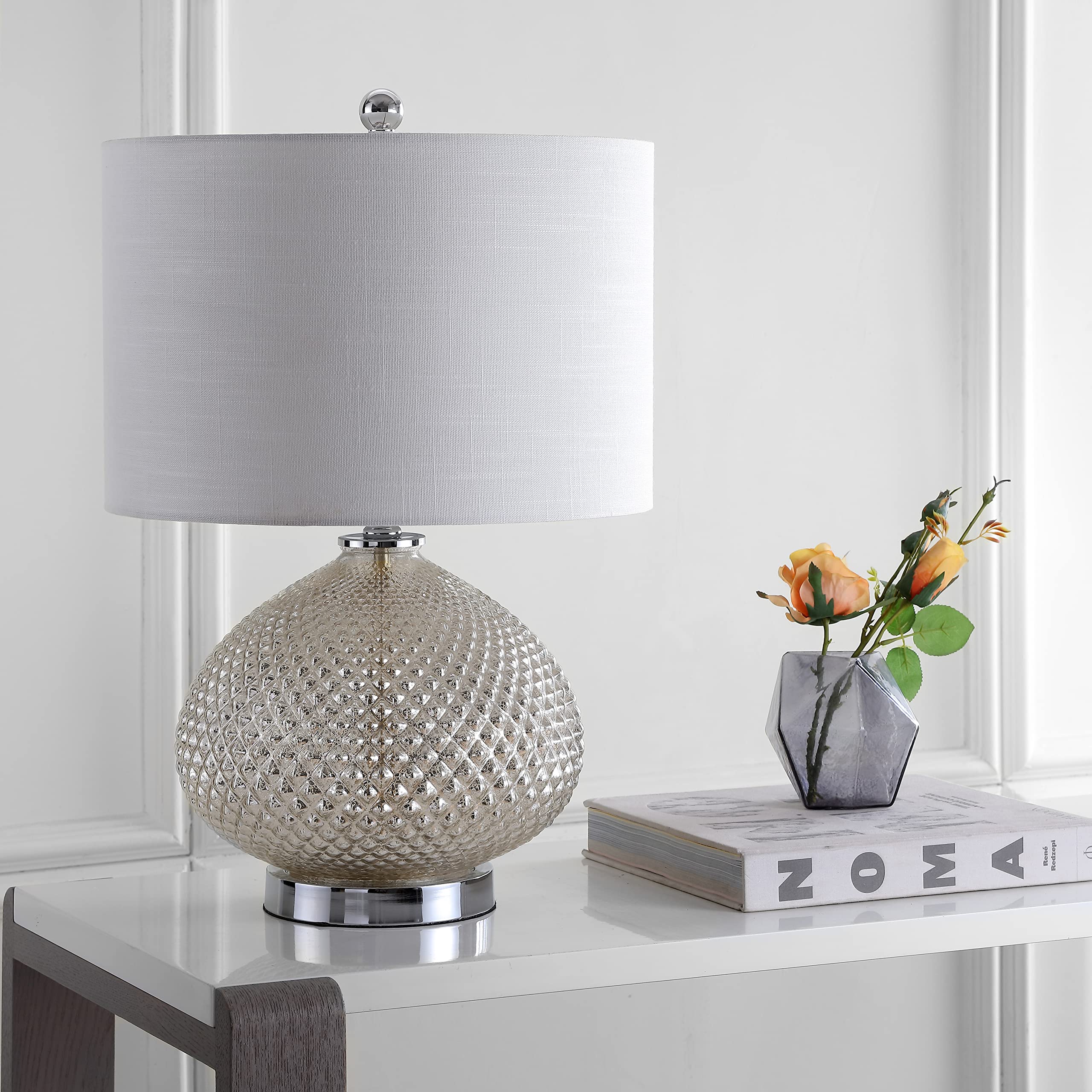 Ames 22.5" LED Glass Table Lamp Contemporary Transitional Bedside Desk Nightstand